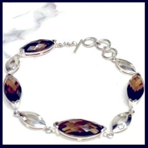 .925 Smoky Quartz Bracelet with Diamond Accents
